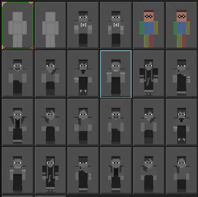 Character skins gallery for a block building game